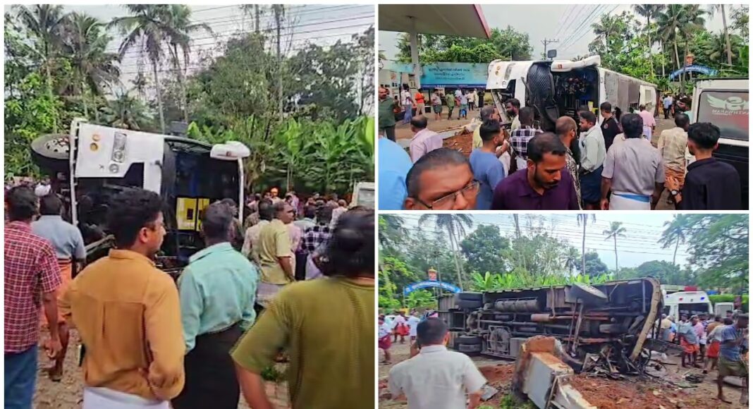 എറണാകുളത്ത് ടൂറിസ്റ്റ് ബസ് അപകടം: 35 പേര്ക്ക് പരിക്ക്